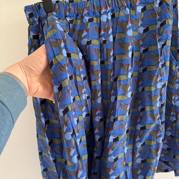 Vintage Flax Rayon Abstract Print Top and Shorts Culottes Set M - Picture 7 of 16